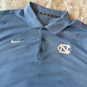 Nike North Carolina Tar Heels Polo Shirt Men Blue Dri Fit UNC XXL 2XL Lightwight